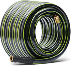 Worth Leader Long Garden Hose 5/8 in. x 100 ft. -No Kink, Flexible, Leakproof, Male to Female Fittings -Heavy Duty Durable PVC Lightweight Water Pipe with Brass Aluminum Ends for Household & Yard Use by WORTH