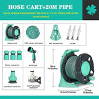 Hose Reel Cart Garden Hose Reels Retractable Handheld Compact Hose Cart, Garden Watering Tool, Compact Outdoor Hose Organiser, with Water Gun(Hose Cart+20m Pipe) - Image 7