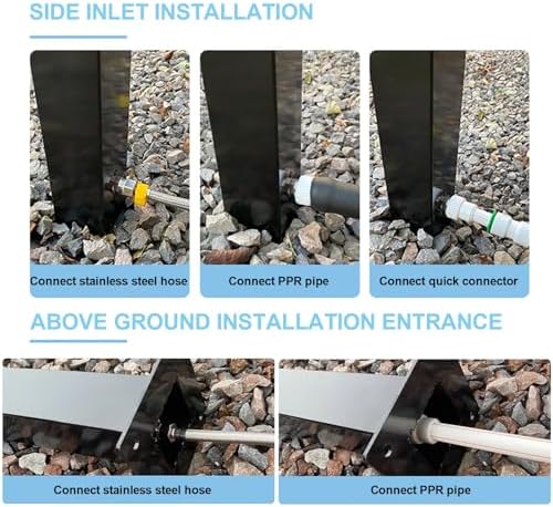 Stainless Steel Freestanding Garden Hose Holder - Vertical Outdoor Water Column, Antifreeze Cracking Fountain with 10m Spray Gun & Hooks for Yard Decor - Image 4