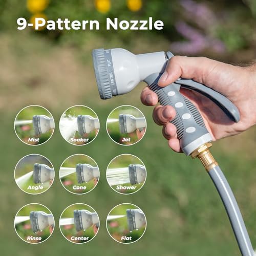 Retractable Garden Hose Reel,Wall Mounted Hose Reel, Optional Position Lock，Slow-Retract System，Wall Mounted，180°Swivel Bracket，Light Grey - Image 3
