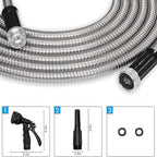 Pssopp Other Watering and Irrigation Supplies 100FT Leak Proof Garden Water Hose Non Expanding Waterhose for Outside Lawn Yard RV Car Wash Men Women Garden Hose with Sprayer, - Image 3