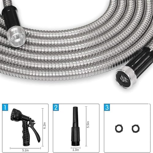 Garden Hose 100FT. Stainless Steel Flexible Water Pipe 100FT with Sprayers - Image 3