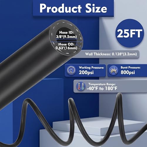 Epdm Garden Rubber Hose 3/8 Inch x 25 ft, Heavy Duty Sprayer Hose - Image 2