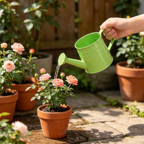 1L Retro Metal Painted Watering Can with Long Spout & Handle - Image 4