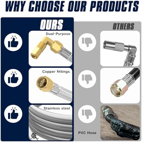NQN 18 FT Quick Connect Propane Hose for RV to Gas Grill, RV Quick Connect with 1/4" Safety Shutoff Valve, LP Quick Disconnect Propane Hose with Elbow Adapter for Blackstone 17"/22" Griddle - Image 4