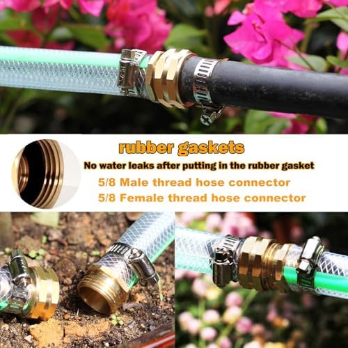 SIGURANTA Garden Hose Repair Connector with Clamps Hose End Repair Kit,5/8" Barb Garden Hose Fittings Male and Female brass garden hose ends (5/8"Barb-10 Set) - Image 5