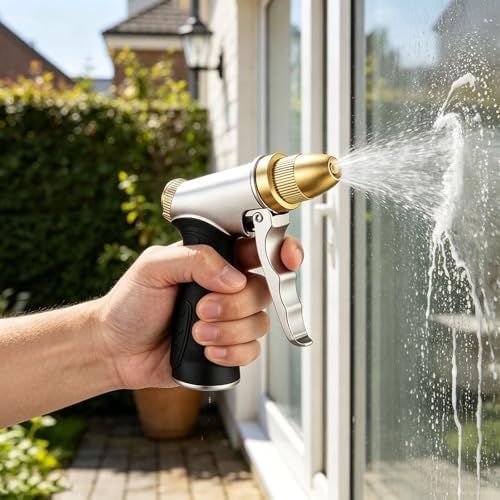 2 Pcs Heavy Duty Metal Garden Hose Nozzle with Adjustable Patterns, High Pressure Sprayer for Watering Plants Car Washing Pet Showering (2Pcs) - Image 3
