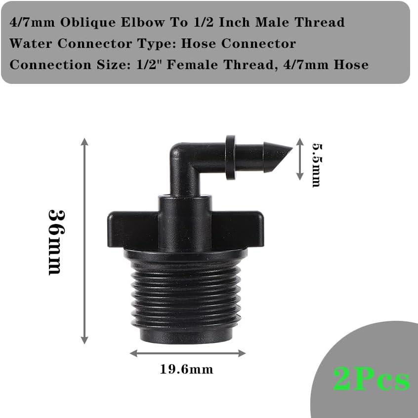 2pc Drip irrigation sprinkler fittings 1/4 inch barb tee single and double pipe diverter 4/7 mm hose connector(Type-F) - Image 2