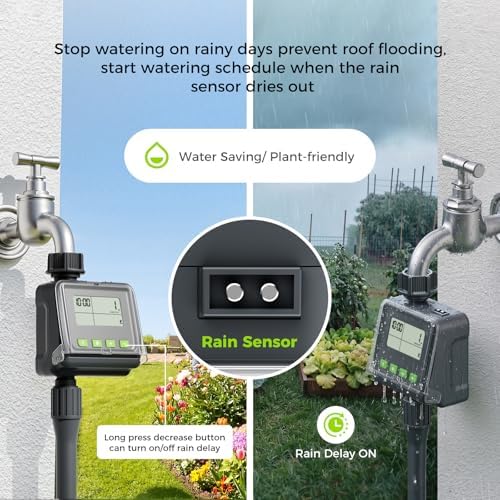 Sprinkler Timer for Garden Hose, Programmable Watering Timer with Rain Delay, Outdoor Automatic& Manual Irrigation Controller System for Lawn/Yard/Greenhouse V104 - Image 5