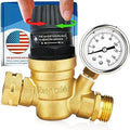 Renator RV Water Pressure Regulator for RV Camper. Brass Lead-free Adjustable Water Pressure Regulator with Gauge for Camper Travel Trailer, Reducer Valve W Filter. M22-0660R. by Renator