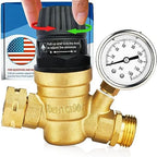 Renator RV Water Pressure Regulator for RV Camper. Brass Lead-free Adjustable Water Pressure Regulator with Gauge for Camper Travel Trailer, Reducer Valve W Filter. M22-0660R. by Renator