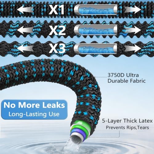 25 ft Expandable Garden Hose - Superior Strength 3750D - 3 -Layer Latex Core Garden HoseS - Expanding Water hoses - Extra Strong Brass Connectors/Storage Bag - Image 3