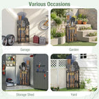 Garden Tool Organizer for Corner,Metal Yard Tool Organizer for Long-Handled Tools/Rakes/Brooms,Side Garden Pocket,Heavy Duty Steel Yard Tool Storage Rack for Garage,Shed, Outdoor - Image 6