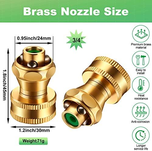 Hotop 6 Pack Big Shot Brass Hose Nozzle Adjustable Twist,3/4 Inch - Image 2