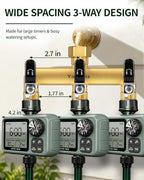 3-Way Garden Hose Splitter, Heavy-Duty Brass, 3/4" GHT, Black - Image 3