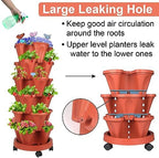 GameXcel Vertical Planter Tower - 6 Tier Stackable Garden Planters with Wheels and Garden Tool Set Plant Pots for Strawberry Herb Flower and Vegetable Indoor Outdoor Use Red - Image 6