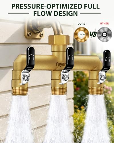 3-Way Garden Hose Splitter, Heavy-Duty Brass, 3/4" GHT, （Black） - Image 5