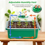 Bonviee 15-Pack Seed Starter Trays, Humidity Dome, Base, 12-Cell Tray, Green - Image 3