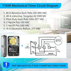 T104R Mechanical Timer Switch,208-277V AC DPST 40A,Pool Pump Switch,Heavy Duty Pool Timers Outdoor,Timer for Lights HVAC Systems,24 Hour 12 ON/Off for Pump, 6 Years Warranty - Image 5
