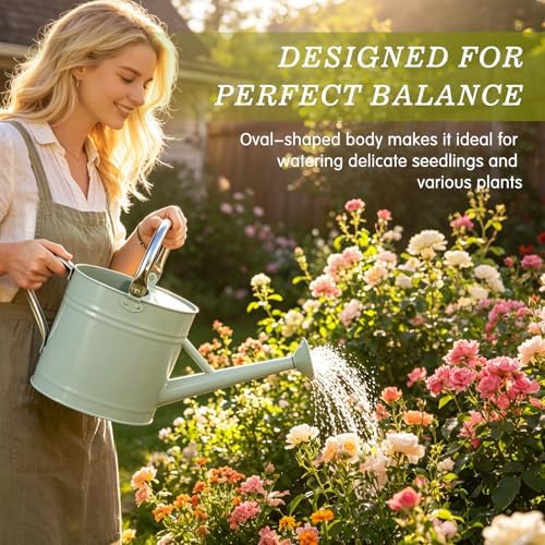 1 Gallon Watering Can for Outdoor&Indoor Plants，Cream Green - Image 5