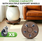 Plant Caddy With Wheels 14" Metal Plant Saucers for Indoors 390 Lb Capacity - Image 6