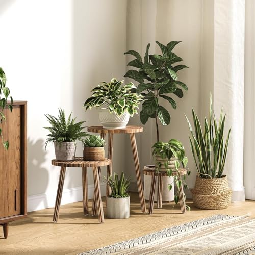 3-Pack Taller Plant Stand Indoor, Single Wood Plant Stool for 6-12 Inch Pot - Image 2