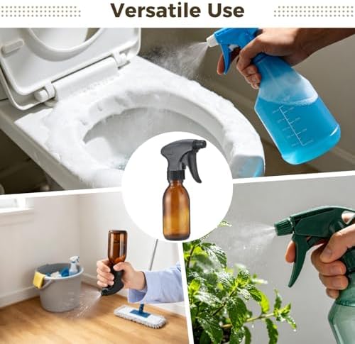 4 Pcs 125ml Amber Glass Spray Bottles with Weight Ball Straws, 6.7 x 1.8 in Empty Refillable Containers with Adjustable Nozzles, Dark Spray Bottles for Cleaning Solutions, Plants, Hairs - Image 3