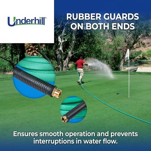 Underhill Featherweight UltraMax Heavy-Duty Garden Hose for Turf Managers, Lightweight, 1200 PSI BP, 300 PSI WP, H75-050FW 3/4 Inch x 50 ft Green - Image 4