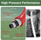 Guitrees 25FT 3/4 Heavy Duty Rubber Garden Hose - 300psi Working, 1000psi Burst - Hot/Cold Water - Five-Layered Braiding for Durability - Versatile for Gardening, Agriculture, Construction(Red) - Image 4