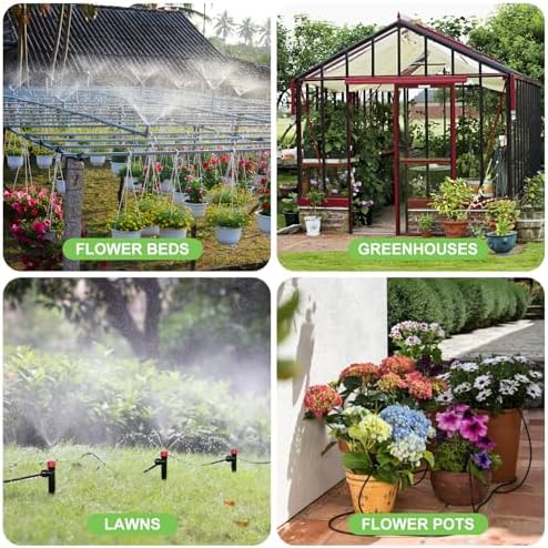 250FT Drip Irrigation System for Garden with 40 Nozzles & Emitters, Garden Watering System with 1/2" & 1/4" Tube and Barbed Fittings - Adjustable Sprinklers Kit for Greenhouse, Lawn, Raised Bed - Image 7