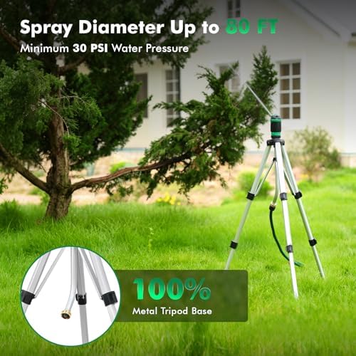 RESTMO Gear Drive Sprinkler with Metal Tripod Base for Large Area Watering - Image 3