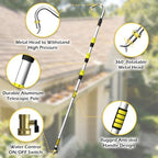 24FT Reach Telescopic Gutter Cleaning Tool, 8-15FT Gutter Cleaner from the ground with 360°Rotatable Duckbill Metal Head, Shut Off Valve, Leak-Proof Gutter Cleaning Wand for Garden Hose - Image 4