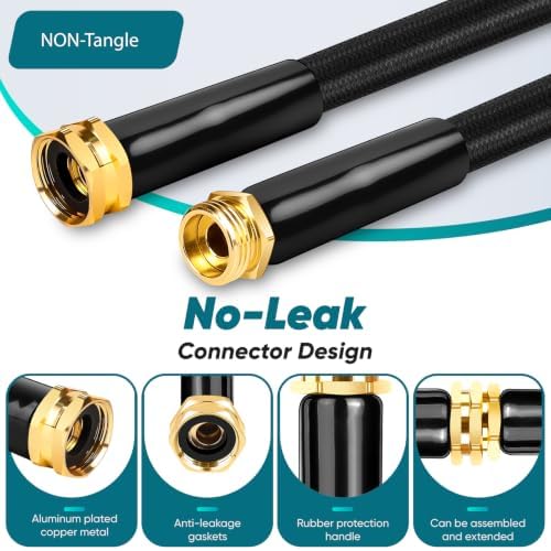 Garden Hose 100FT, Non-Expanding Water Hose With 10-Function Nozzle - Image 3