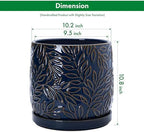 D'vine Dev Embossed Leaves Ceramic Planter, 10 in, Midnight Blue, 27-A-P-3 - Image 3