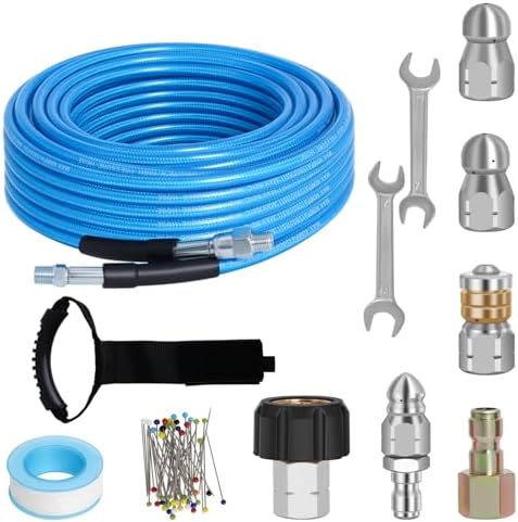 50FT 1/4-In Sewer Jetter Kit, 5800 PSI Pressure Washer Drain Cleaner Hose by Zejoot