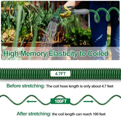 SPECILITE 3/8" Lightweight Coil Garden Hose 100 FT, EVA Flexible Water Hose - Image 2
