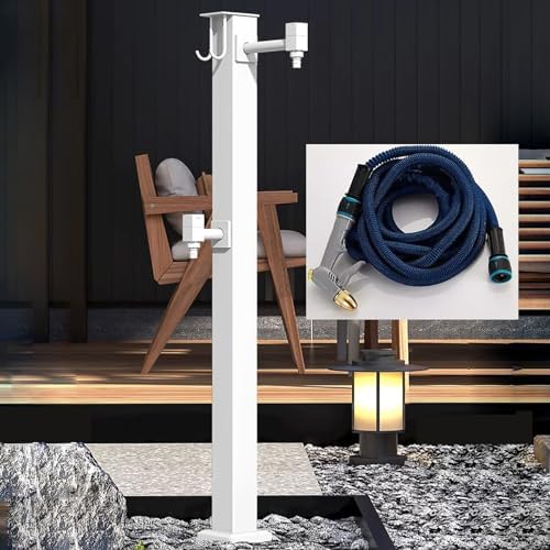 Frost-Free Outdoor Faucet Stand - Vertical Garden Water Column with Freestanding Hose Holder, 80cm White Spigot for Easy Access & Efficient Watering Solutions by Unknown