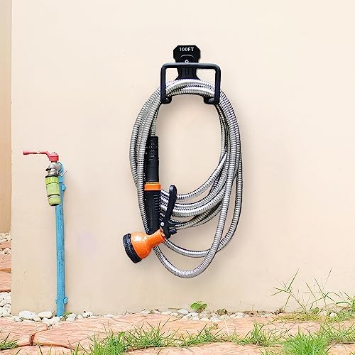 Besiter Garden Hose 100FT Stainless Steel Water Hose with 10 Functions Adjustable Spray Nozzle, Heavy-Duty Metal Garden Hose Flexible Durable No-Tangle & Kink Leak Dog Proof Hose for Yard Lawn(Orange) - Image 7