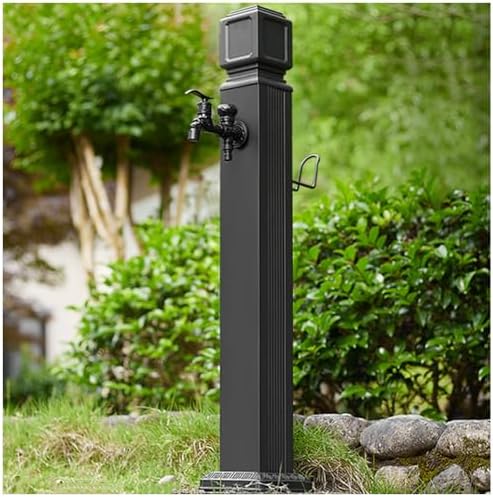 Stainless Steel Outdoor Water Column with Extender, Freestanding Faucet & Spray Gun, Versatile Garden Hose Holder, Durable Spigot Post for Efficient Watering by Unknown