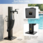 Outdoor Water Column with Faucet, Garden Water Column Freestanding with Spray Gun, Yard Hydrant Stainless Steel, Outdoor Water Spigot with Dual Inlet, for Irrigation Washing (23.6in) - Image 5