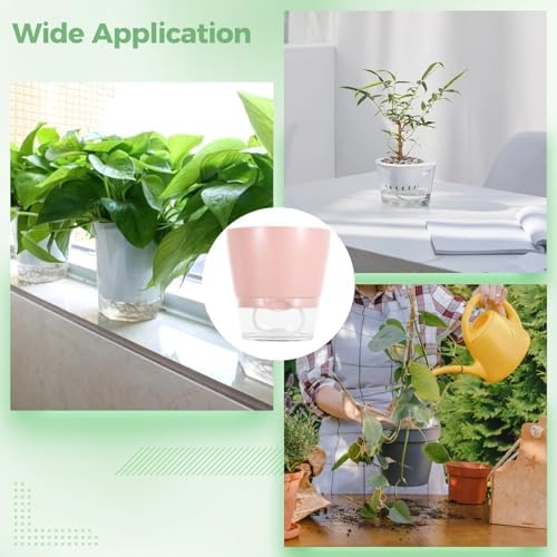 12 PCS Self Watering Planters for Indoor Plants, 6 inch Plastic Flower Pots Assorted Color, Self Watering Succulent Pots, Wick Rope & Clear Saucer Reservoir for Home Office Garden - Image 5