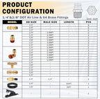 CheeMuii 64 Pcs Brass DOT Air Line Fittings with 1/4" & 3/8" DOT Air Hoses - Image 2
