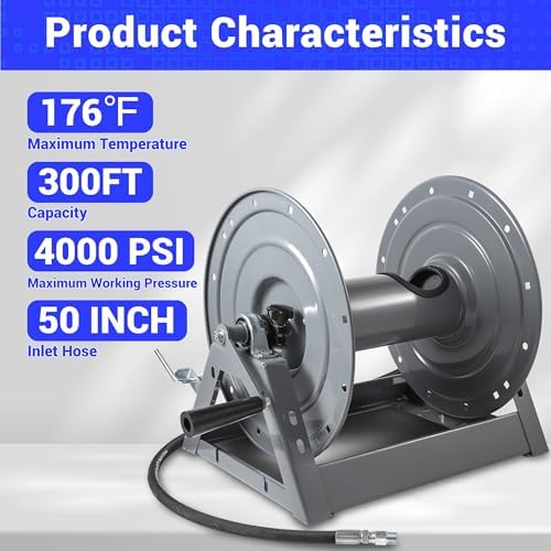 M MINGLE Pressure Washer Hose Reel 300ft x 3/8" / 500ft x 1/4", Heavy Duty - Image 3