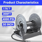 M MINGLE Pressure Washer Hose Reel 300ft x 3/8" / 500ft x 1/4", Heavy Duty - Image 3