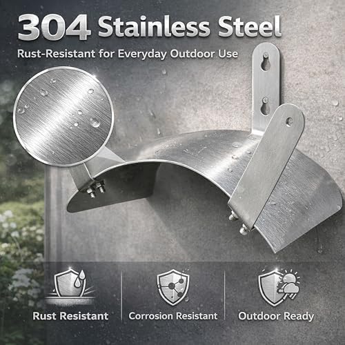 Gardzen 304 Stainless Steel Garden Hose Holder, Heavy Duty Wall Mounted Hanger, Rust-Resistant Outdoor Storage Rack for Backyard, Fence, Garage & Shed (Pack of 2) - Image 3