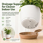Plant Pots for Indoor 9/8/7/6.5/6/5 Inch, Self Watering Planter Pots with Drainage Holes and Saucers, 6Pcs Plastic Flower Pots for Indoor & Outdoor Plants（White） - Image 2