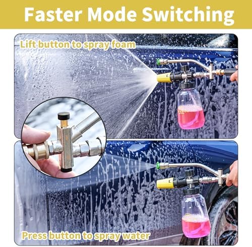FENG PAI Pressure Washer Foam Cannon Gun Kit with Dual Connector Accessory, Car Wash Foam Gun for Car Washing and Cleaning, 1/4" Quick Connect with 7pcs Nozzles, Dual Adjustable Snow Foam Lance - Image 2