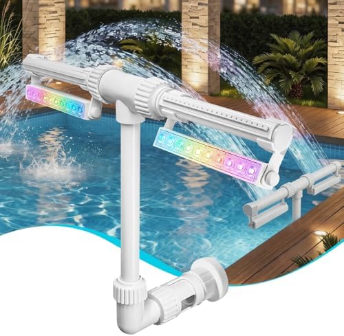 Tomshine Rechargeable Pool Fountain with Lights, 42 RGB LED Effects, 360° Rotating Dual Spray Waterfall, 1800mAh IP68 Submersible Floating Sprinkler Cooler for Above/Inground Pools Accessories by Tom-shine