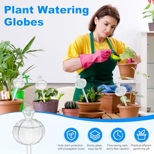 M METERXITY 2-Pack Plant Watering Globes, 9.8 Inch Plastic Self Watering Planter Insert with 2 Stoppers for Indoor/Outdoor Plants, Self Water Devices [Transparent] - Image 2