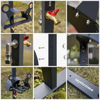 Garden Hose Holder Freestanding for Outside With Tool Storage Heavy Duty 2MM Carbon Steel (Deep Grey, Without Faucet) - Image 6